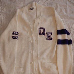Vintage 1985 Queen Elizabeth HS Treasurer Knit Sweater Size Medium Edmonton AB